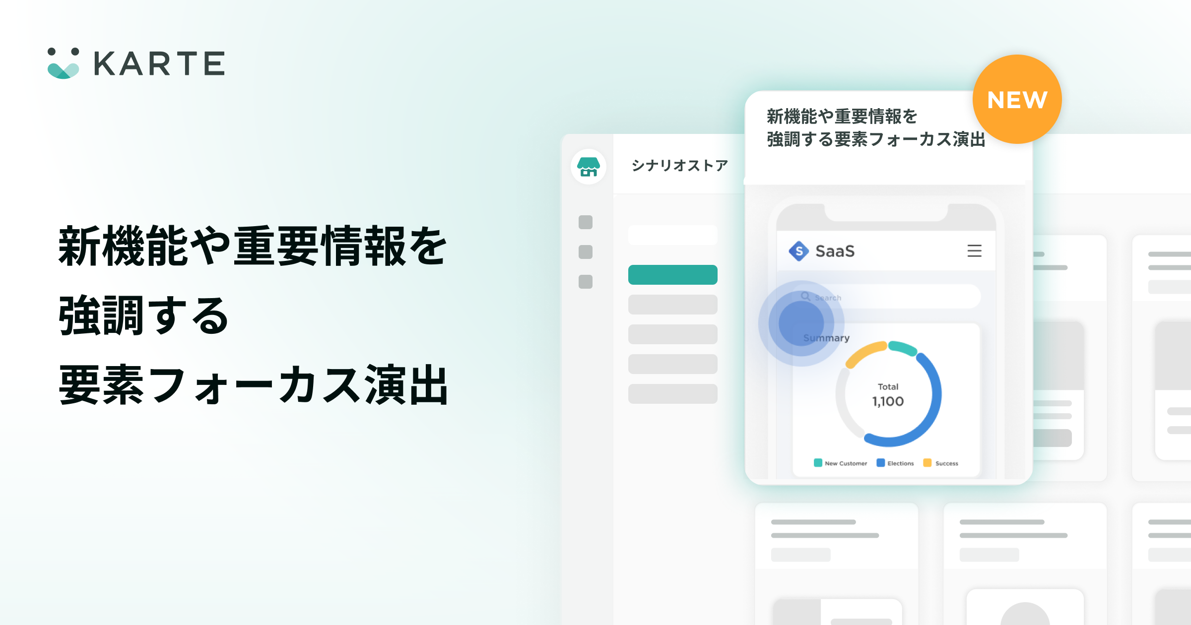 シナリオストアに新機能や重要情報などの要素をフォーカス演出する施策を追加