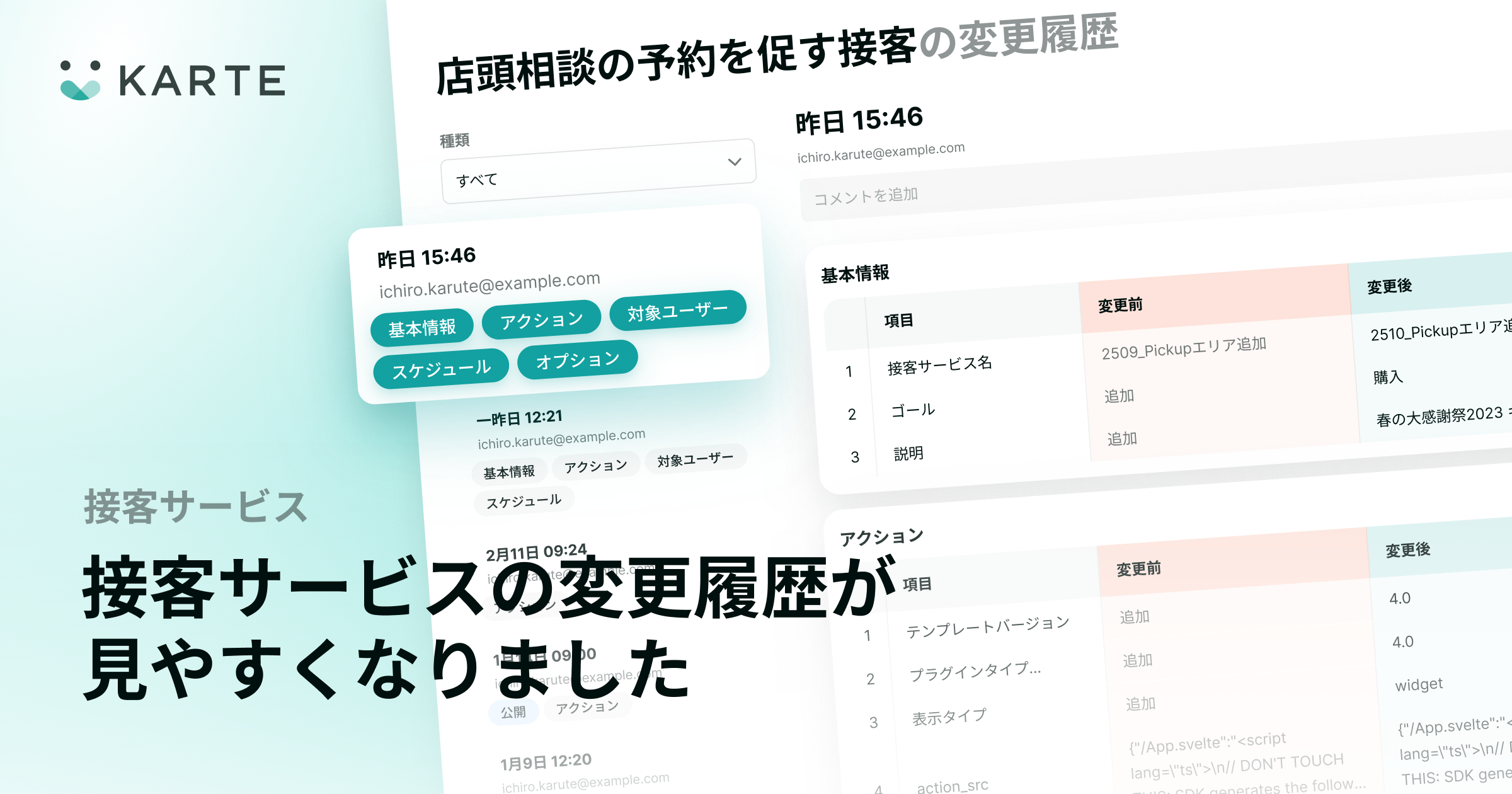 接客サービスの変更履歴がラベル管理でより見やすく